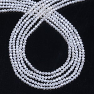 Commercio all'ingrosso 3-3.5mm REALE Naturale D'acqua Dolce Collana di <span class=keywords><strong>Perle</strong></span> Stringa Rotondo Bianco <span class=keywords><strong>Perle</strong></span> a Forma di - Product Image 1