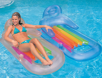 Chaise pliante gonflable flottante pour plage, piscine arc-en-ciel, radeau flottant, matelas de loisirs aquatiques avec porte-gobelets