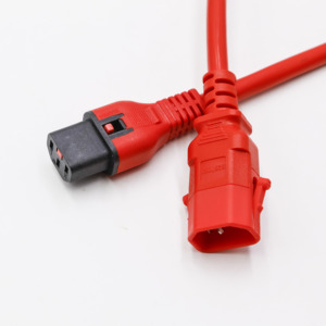IEC60320 C14 Khóa Khóa P Cắm Vào Đầu Nối Nữ C15 14/3 15AMP 250V Dây Nguồn SJT Màu Đỏ - Product Image 3