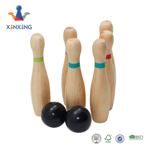 Jeu de quilles en bois naturel pour enfants et adultes avec 10 quilles - Product Image 2