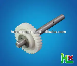 Custom made plastic helical gear with metal shaft