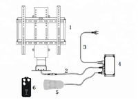 Soporte de TV de Pared con Control Remoto y Altura Ajustable para Sala de Estar o Sala de Conferencias, Soportes de TV Ocultos de Acero, Elevador de TV Motorizado