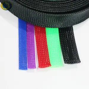 Flame retardant cable management monofilament PET braided expandable sleeving purple