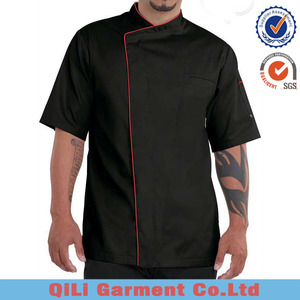 Vendita calda del Cotone del Commercio All'ingrosso A Buon Mercato Cucina Uniforme Maniche Corte delle Donne di Cappotti Custom Black Chef di Cucina <span class=keywords><strong>Giacche</strong></span>