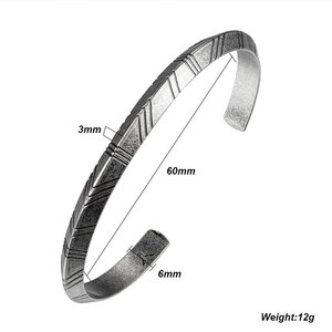 Brazalete abierto de acero inoxidable con espiral grabado Simple a la moda para hombre y mujer - Product Image 2