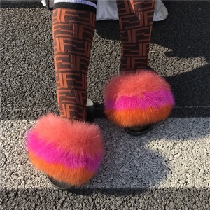 2024 nuovo Design di lusso vera pelliccia di volpe scivoli <span class=keywords><strong>pantofole</strong></span> per le donne - Product Image 3