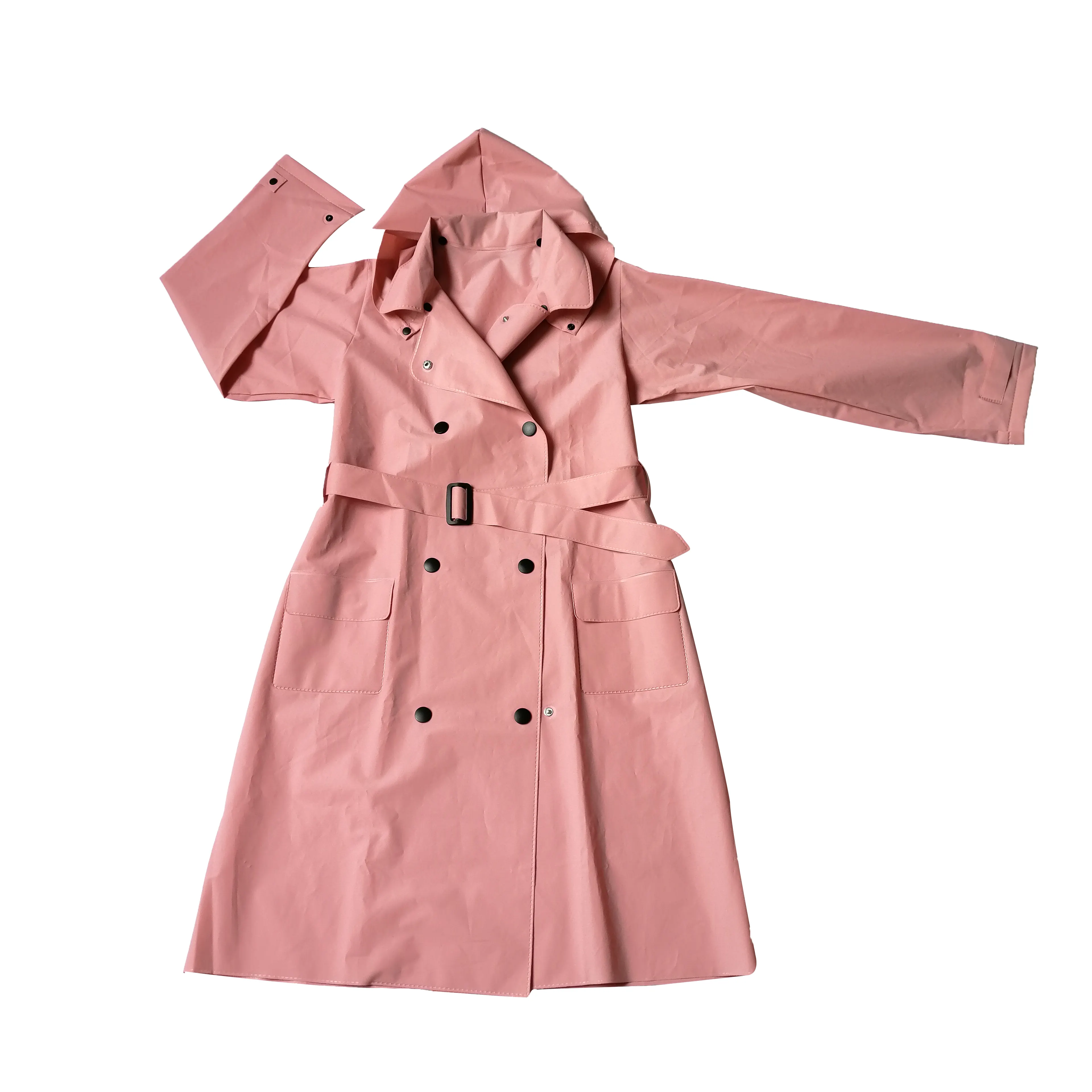 Hot Sale Waterproof Customized Outdoor Long Raincoat for Female