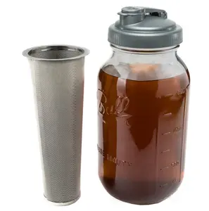 Food grade stainless steel fine mesh cold brew coffee filter fit for Mason Jar