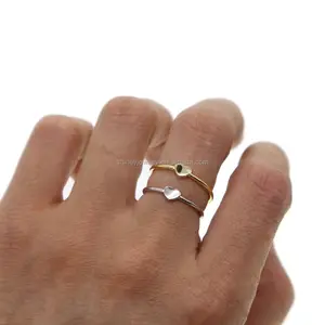 Prata esterlina 925 aberta ajustar minúsculo bonito coração simples simples bonito coração anel mulheres jóias