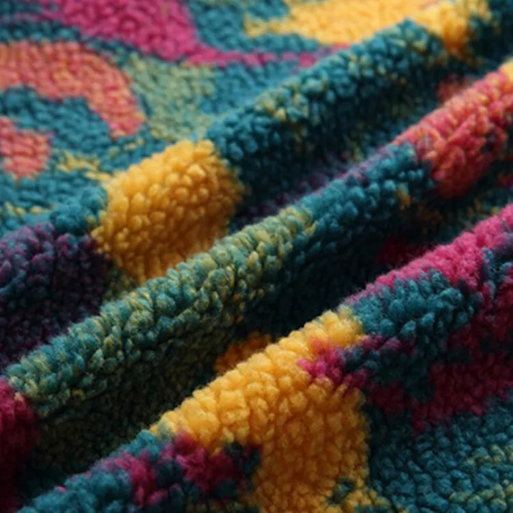 Gebreide effen lam bont polyester berber sherpa fleece stof Thermische stof