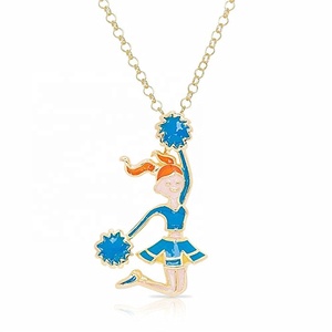 Collier pendentif en métal incrusté de pom-pom girl Pom <span class=keywords><strong>Majorette</strong></span> danse pour fille acclamante femmes cadeau souvenir bijoux - Product Image 6