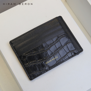 Cartera de Cuero Italiano Negro con Bloqueo RFID y Logotipo Personalizado Hiram Beron Dropship - Product Image 1