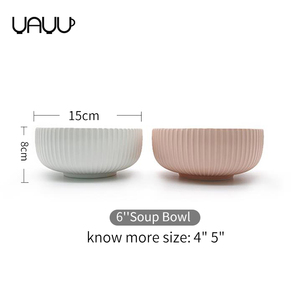 北欧スタイルの食器ストライプカラフル6.5インチ大型セラミックサービングボウル/ベトナムスープフルーツボウルギフト用 - Product Image 6