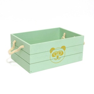 Paulownia peint petite boîte de <span class=keywords><strong>rangement</strong></span> de jouets en bois avec poignées de corde pour enfants jouet - Product Image 1