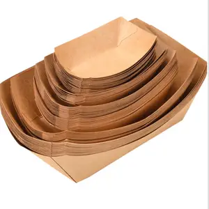 Caja de embalaje de aperitivos de papel Kraft personalizada OEM bandeja rígida de comida rápida <span class=keywords><strong>para</strong></span> patatas fritas laminación brillante y grabado - Product Image 1