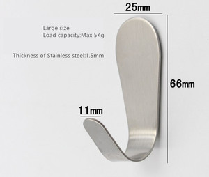 20-pack <strong>Wall</strong> Mounted Stainless Steel Self Adhesive <strong>Sticky</strong> <strong>Hooks</strong> - Product Image 2