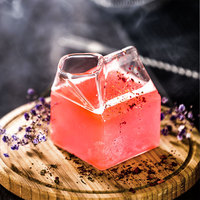 Copo de leite de vidro quadrado japonês, copo de leite, suco e vidro de copos