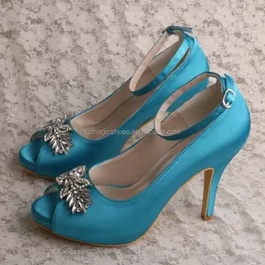 Sepatu Hak Tinggi (23 Warna), Sepatu Malam Biru Aqua Elegan