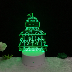 Tưởng tượng <span class=keywords><strong>Carousel</strong></span> Trang Chủ Trang Trí Chiếu Sáng Cáp Phòng Ngủ của Cô Gái Bầu Không Khí Ánh Sáng Ban Đêm 3D <span class=keywords><strong>LED</strong></span> USB Nhiều Màu Đèn Bàn - Product Image 3