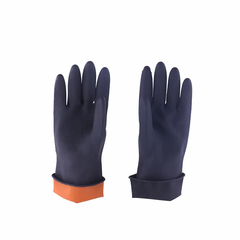 LX01100 30cm resistente a productos químicos Industrial negro guantes de látex