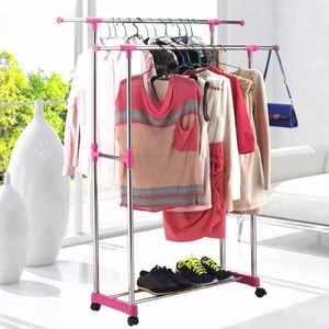 Porte-linge télescopique avec cintres, stockage pour vêtements, intérieur et extérieur, nouveau - Product Image 2