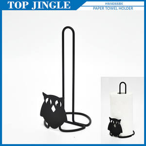 Soporte de papel de cocina con diseño de búho negro de metal, serie búho - Product Image 1