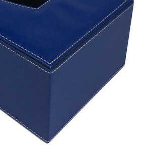 Boîte à mouchoirs en cuir PU avec doublure en mousse EVA bleu foncé pour bureau et hôtel - Product Image 4