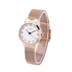 Carisen odm定制品牌皮革表带不锈钢制造商女士豪华女士手表