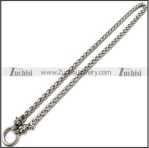 Fatal Fury Silver Engraved Biting Double Monster <strong>Wolf</strong> Trendy Rock Style Stainless Steel Link Chain <strong>Necklace</strong> - Product Image 4