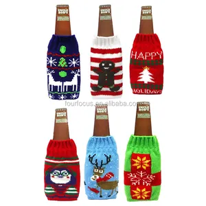 Kerst Decoratie Festival Promotionele Fles Covers Knit Lelijke Trui Wijn Bierfles Covers