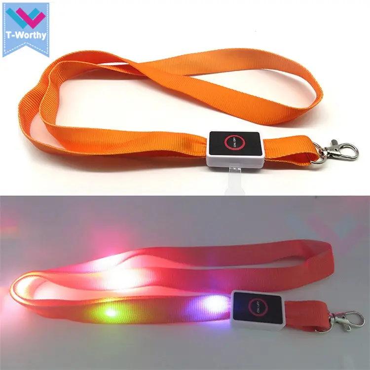 T-Worthyส่งเสริมการขายรายการMusic PartyไนลอนเทศกาลLEDที่กำหนดเองพิมพ์กระพริบLanyard