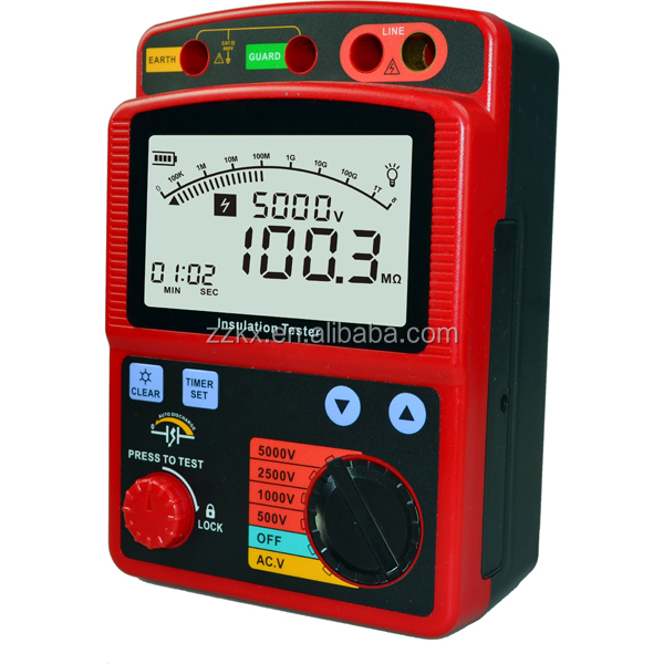 5000V Digital Insulation Tester Megger Tester 1000G OHM High Voltage Resistance Tester GM3125