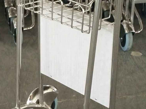 Chariot de supermarché en acier inoxydable, 4 roues, sans frein - Product Image 2