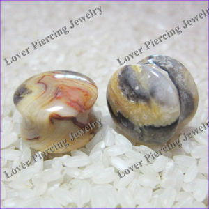 [2017] nueva llegada alto pulido piedra Natural doble acampanado convexo sillín tapones para los oídos <span class=keywords><strong>Piercing</strong></span> para el cuerpo joyería al por mayor - Product Image 2