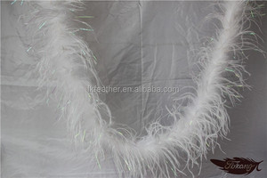 Barato al por mayor Sintético <span class=keywords><strong>Boas</strong></span> <span class=keywords><strong>de</strong></span> <span class=keywords><strong>Plumas</strong></span> <span class=keywords><strong>de</strong></span> Avestruz Blanco w/Iridiscente Lurex 3 capas 72" - Product Image 1