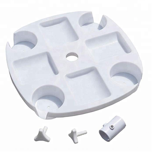 Portatile 17in Diametro heavy duty <span class=keywords><strong>plastica</strong></span> bianca patio ombrellone tavolo con 4 supporti di tazza - Product Image 1