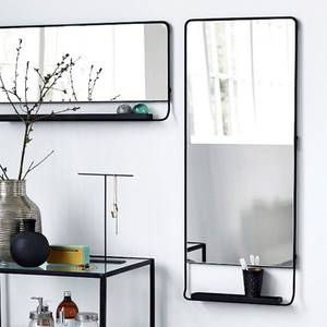 <span class=keywords><strong>Grand</strong></span> <span class=keywords><strong>miroir</strong></span> <span class=keywords><strong>mural</strong></span> décoratif en métal noir surdimensionné avec étagère <span class=keywords><strong>pour</strong></span> <span class=keywords><strong>couloir</strong></span> salle de bain - Product Image 3