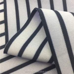 China fábrica al por mayor 100% poliéster punto teñido rayas blanco y negro Interlock tela de <span class=keywords><strong>buceo</strong></span> para la señora Pantalones - Product Image 1