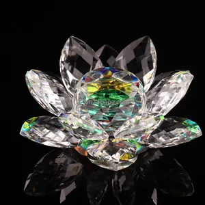 Lotus Kristalglas Woondecoratie Presse-papier Ornament Feng Shui Bloem Decor Collectie Versiering