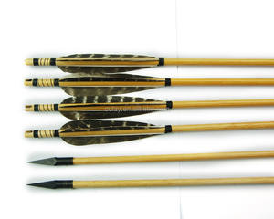 Caza tiro con arco flechas de madera disparar con plumas de pavo Barradas ala derecha al por mayor - Product Image 2