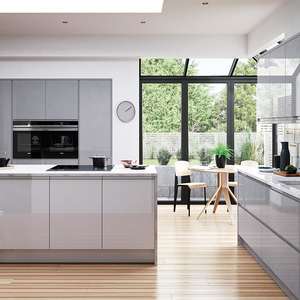 2021 Vermonhouse Light <strong>Grey</strong> High Gloss Kitchen <strong>Cabinets</strong> Modern - Product Image 1