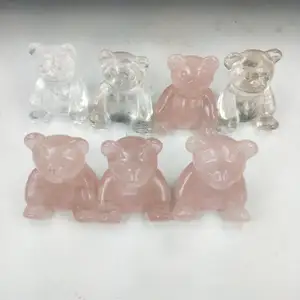 wholesale pink and clean bear crystal animals gemstone crafts ted bear