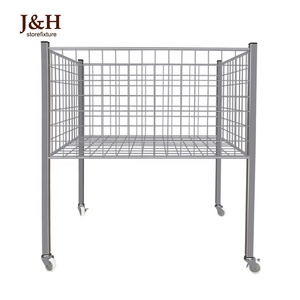 超市促销展览展示金属网网篮零售矩形网格垃圾箱 - Product Image 1
