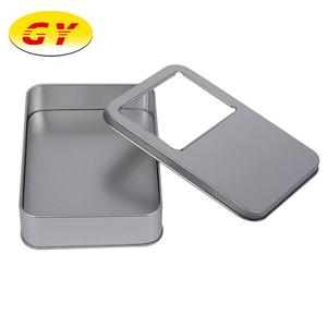 Wholesale window silver rectangular ordinary tin box