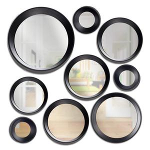 Crystal Art 9 Piece Modern Black Metal Frame Round Decorative <strong>Wall</strong> <strong>Mirror</strong> <strong>Set</strong> - Product Image 1
