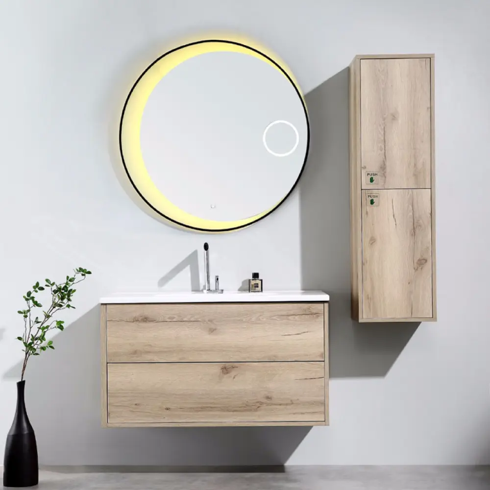 Gỗ Phòng Tắm Mirrore Tủ Vanity Với Ánh Sáng
