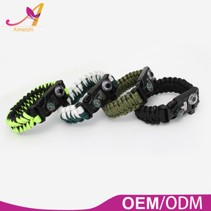 paracord con arrancador del fuego del pedernal del silbido del termómetro supervivencia pulsera del paracord militar - Product Image 2