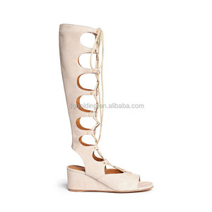 Femmes Bottes À Bout Ouvert Genou Talons Hauts Gladiateur Creux Platforma Sandales chaussures - Product Image 2