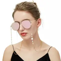 Collar de acero inoxidable con perlas elegantes para mujer, soporte de cadena para gafas de sol, cordones de correa