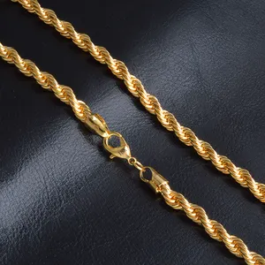 New Gold Chain Design For Lady Charm 6MM Twisted Copper Alloy Fashion 18K Gold Plated Women Jewelry Necklace For Pendant DIY